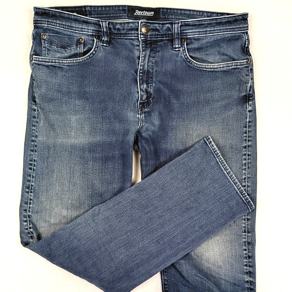 Revtown Automatic Decade Denim Mens Medium Wash Straight Leg Jeans W36 L32